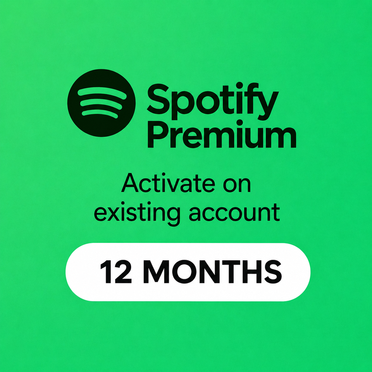 Spotify Premium 12 months | Activation on existing account | Listen ad-free & offline | Immediate delivery