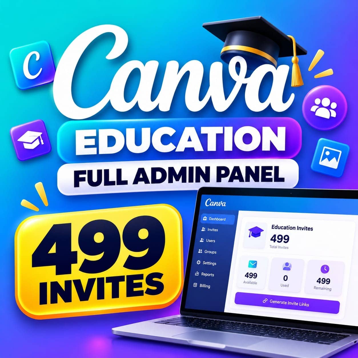 Canva Education Admin Panel | Up to 499 Member Invitations